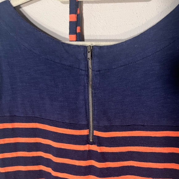 Merona Navy and Orange Stipe Size Large Short Sleeve Fabric Belt Cute - Picture 3 of 5